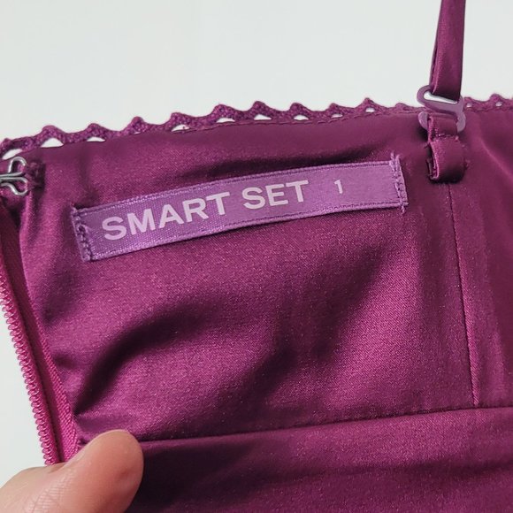 Smart Set Women's Purple Zipper Closure Thin Adjustable Short Strap Dress Size 1 - Picture 9 of 14
